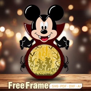 マウスハロウィーンライトボックスSVG、漫画ハロウィーン3Dボックス、マウスシャドウボックスSVG、マウス漫画SVG、ハロウィーンの装飾、ハロウィーンギフト、Cricut用