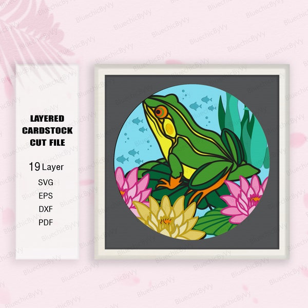 Frog Shadow Box SVG, Frog Shadow Box, Cute Frog 3D Box, Frog Girl, Frog Light Box Svg, For cricut, Animals Shadow Box, Frog svg