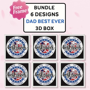 Bundle Dad Best Ever Shadow Box SVG, Dad Best Ever svg, Dad 3D Box, Amerikanische Flagge svg, Vatertagsgeschenk, für Cricut-Datei, Vatertagsdekor