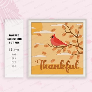 Scatola d'ombra autunnale per uccelli SVG per progetti Cricut fai da te, scatola d'ombra autunnale per uccelli, decorazione autunnale per uccelli, per cricut, regalo autunnale, uccello autunnale SVG
