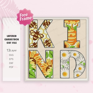 Kind Bee Girasol Shadow Box svg, Bee Kind Shadow Box, Bee girasol Light Box Svg, Bee 3D Box, Para archivo Cricut, regalo de caja de sombras, Abeja SVG