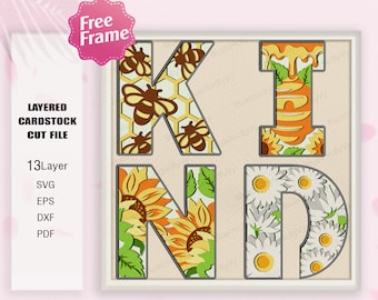 Kind Bee Sunflower Schattenbox svg, Biene Kind Schattenbox, Bienensonnenblume Light Box svg, Biene 3D Box, für Cricut-Datei, Schattenbox Geschenk, Biene SVG