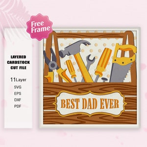 Best Dad Ever Shadow Box SVG, Papa Garage SVG, glücklicher Vatertag SVG, Garage svg, Vatertagsgeschenk, für Cricut-Datei, Vatertagsdekoration