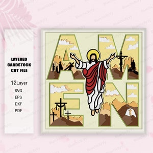 Amen Pâques Shadow Box SVG, Amen Pâques Shadow Box, Pâques Shadow Box, cadeau de Pâques, caisson lumineux de Pâques, décoration de Pâques, Christian Svg, svg de Jésus