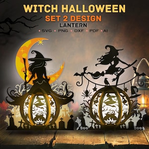 Bundle boîte à lumière Halloween sorcière pour Cricut Svg, boîte 3D Halloween sorcière, lanterne sorcière SVG, svg boîte ombre sorcière, décoration d'Halloween, cadeau d'Halloween