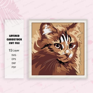 Chat ombre boîte SVG, boîte ombre chat, boîte 3D chat, amateur de cadeaux chat, chat mignon Cool Light Box Svg, pour cricut, boîte ombre animaux, chat SVG