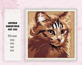 Caixa de sombra de gato SVG, caixa de sombra de gato, caixa de gato 3D, amante de presente de gato, caixa de luz legal de gato fofo Svg, para cricut, caixa de sombra de animais, gato SVG
