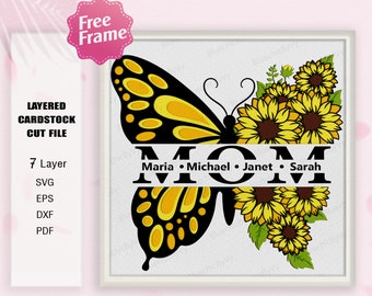 Mother's Day Buffterfly Flower Shadow Box svg, Mother Day Flower 3D Box, Mother Day Gift, For Cricut, Mom Light Box SVG ,Happy Mother's Day