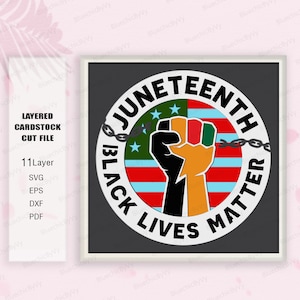 Juneteenth Black Lives Matter シャドウ ボックス SVG、Juneteenth ブラック シャドウ ボックス、juneteenth 3D ボックス、juneteenth ブラック ライト ボックス SVG、cricut 用
