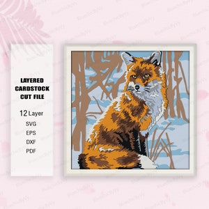 Shadow Box renard, cadeau renard, renard Light Box Svg, amateur de cadeaux renard, renard Shadow Box, pour fichier Cricut, cadeau Shadow Box, décoration renard, renard SVG
