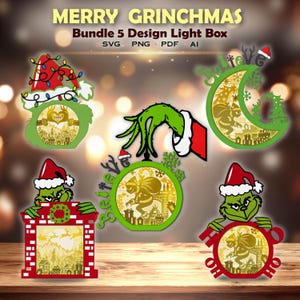 Bündel Frohe Weihnachten Cartoon Light Box svg, Cartoon Charakter Weihnachten 3D Box, Cartoon Shadow Box, Weihnachten svg, Weihnachtsdekor