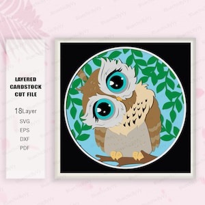 Eule Schattenbox SVG, Eule Schattenbox, Für Cricut, Eule Light Box SVG, Schattenbox Geschenk, 3D Box Geschenk, 3D Box, süße Eule Geschenk, Eule svg