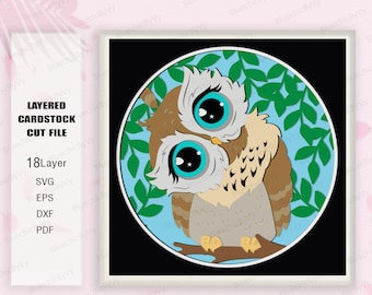 Owl Shadow Box SVG, Owl Shadow Box, För Cricut, Owl Light Box Svg, Shadow Box Gåva, 3D Box Gåva, 3D Box, Söt Owl Gåva, Owl Svg