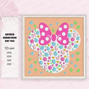 Pâques Shadow Box SVG, Joyeuses Pâques Shadow Box, boîte 3D Mickey oeufs de Pâques, cadeau de Pâques, Pâques Light Box Svg, décoration de Pâques, pour fichier cricut