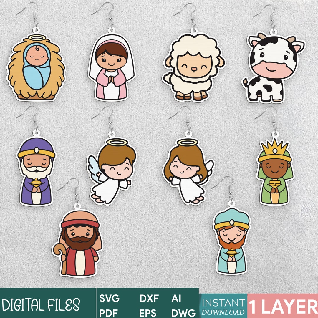 Nativity Earring Bundle Svg Sowman Earring Christmas Etsy
