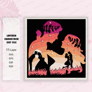 Paar Silhouette Schatten Box SVG, Lgbt Schatten Box, Für Cricut Datei, Lgbt Geschenk, Schatten Box Geschenk, 3D Box Geschenk, 3D Box, Paar Silhouette svg