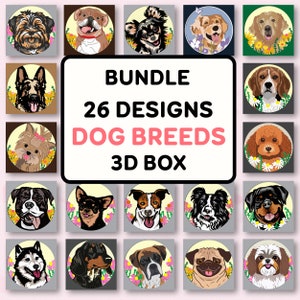 Bundle Hunderassen Schattenbox SVG, Rassen Schattenbox, Für Cricut, Rassen Hund Light Box SVG, Shadow Box Geschenk, Hund Pudel SVG, Hund Bulldogge SVG
