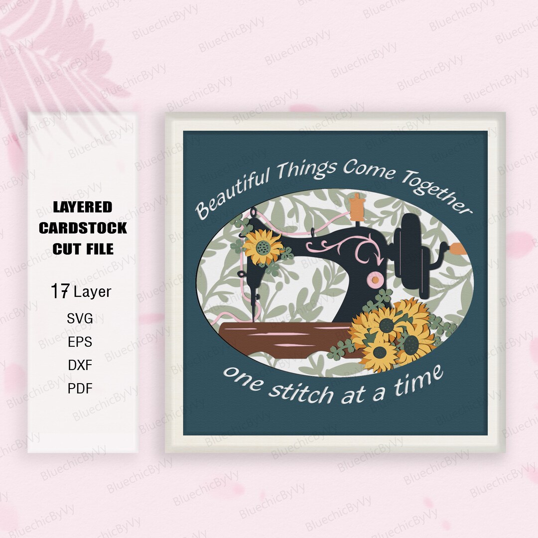 Sewing Floral Shadow Box, Sewing Lover Gift, Sewing Light Box Svg