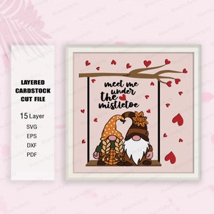 Kabouters Shadow Box SVG voor Cricut projecten DIY, Meet Me Under Light box, The Maretoe Decor, kabouters cadeau, kabouters de maretak SVG, kabouters
