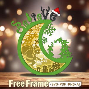 Zeichentrickfigur Light Box SVG, Filmfigur Weihnachten 3D Box, Mond Weihnachten, Film Cartoon Shadow Box, Weihnachten SVG, Weihnachtsdekor