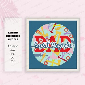 Bester Vater aller Zeiten SVG, Papas Garage Shadow Box 3D svg, Papa Light Box svg, Vatertagsgeschenk svg, Für Cricut, 3D Box Geschenk, Papas Garage svg