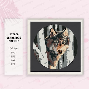 Hund Wolf Schattenbox SVG, Wolf Schattenbox, 3D Wolf Box, Wolf Geschenk, süßer Wolf Light Box SVG, Für Cricut, Tiere Schattenbox, Wolf SVG