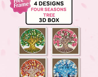 Paquete de caja de sombras de árbol de las cuatro estaciones (SVG), caja de luz de árbol de las cuatro estaciones (SVG), caja 3D del árbol de la vida, caja de sombras de árbol, para Cricut, árbol de la vida (SVG)
