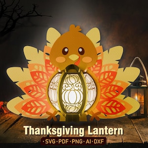 Cute Turkey Thanksgiving Lantern Svg, Turkey Shadow Box, Lantern Paper Cut, Thanksgiving Lantern, Turkey Thanksgiving, Thanksgiving Decor