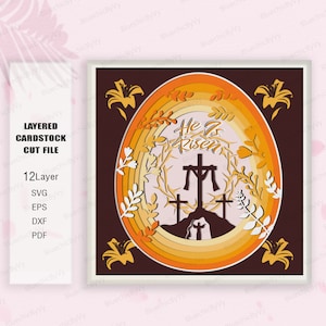 Ele ressuscitou Shadow Box SVG, Happy Easter Shadow Box, Easter Shadow Box, Presente de Páscoa, Caixa de luz de Páscoa, Decoração de Páscoa, Christian Svg, Jesus svg
