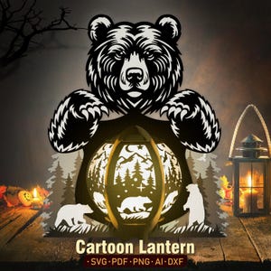 Bär Light Box SVG, Bär Shadow Box, Laterne Papierschnitt, Bär Laterne svg, Tier Silhouette Laterne, Tierlaterne, Bär 3d Box, Tier svg
