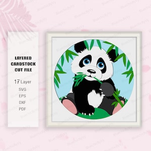 Panda Shadow Box SVG, Panda Shadow Box, Cute Panda 3D Box, Turtle Girl, Turtle Light Box Svg, For cricut, Animals Shadow Box, Panda svg