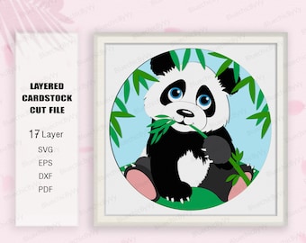 Panda Shadow Box SVG, Panda Shadow Box, Cute Panda 3D Box, Turtle Girl, Turtle Light Box Svg, For cricut, Animals Shadow Box, Panda svg