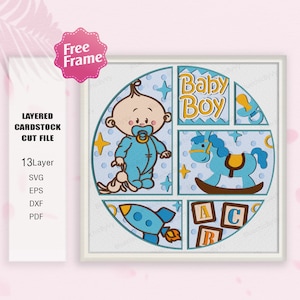 Geschenk Baby Boy Shadow Box svg, Baby Boy Light Box, Baby Geschenk, Baby Boy Decor, Baby 3D Box, Baby Boy svg, 3D Box Geschenk, für Cricut Datei