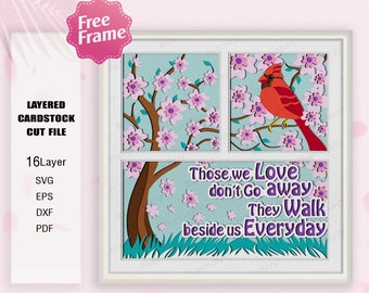 Those we love dont go away Shadow Box SVG, Cardinal Memorial 3D Box, Cardinal Bird Tree svg Cardinal Shadow Box, Cardinal SVG, Memorial Gift