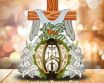 He Is Risen Lantern svg, Easter Lantern svg, Easter Svg, Easter Decor, Jesus Svg, He Is Risen Svg,Christian Svg, Happy Easter,Religious/K188