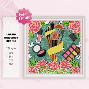 Make-up Shadow Box SVG, Kosmetikerin 3D Box, Make-up Pinsel svg, Lippenstift svg, Mascara 3d, Für Cricut-Datei, 3D-Beauty-Svg, Make-up-Geschenk, Make-up-Dekor