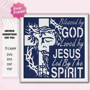 Gesegnet von Gott, geliebt von Jesus Shadow Box SVG | Er ist auferstanden Schattenbox Ostern Dekoration Glaube Jesus Religiöse Ostern Christian 3D Box / K273