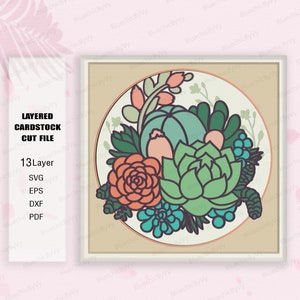 Succulente Shadow Box svg, Succulente Light Box Svg, Succulente Shadow Box, Per Cricut File, Regalo Shadow Box, Shadow Box Gift, Succulente SVG