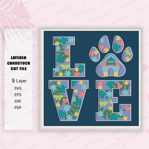 Liebe Hund Schattenbox SVG, Hund Schattenbox, Geschenk Liebe Hund, Für Cricut, Hund Light Box svg, Schattenbox Geschenk, Shadow Box Geschenk, 3D Box Geschenk,Hund svg