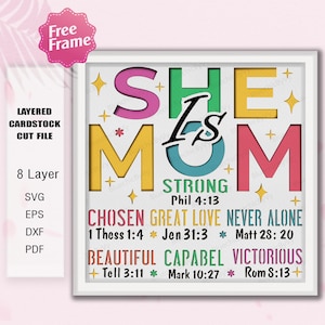 Sie ist Mama Papierschnittdatei | Sie ist Mama Schattenbox Muttertagsgeschenk Blessed Mom Geschenk für Mama Mom Life Retro Mama Zitate Happy Mother's / K341