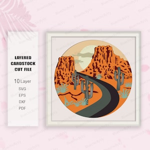Desert Road Shadow Box, Desert Road Gift, Desert Road Light Box Svg, Mountain hiking Gift, For Cricut File, Shadow Box Gift, Desert Road SVG