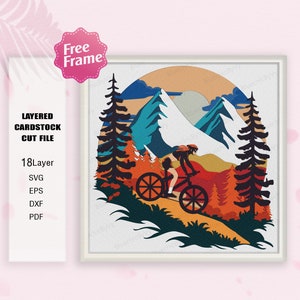 Scatola d'ombra per ragazza in bicicletta, regalo per amante del ciclismo, scatola luminosa per ciclismo Svg, regalo per mountain bike, per file Cricut, regalo scatola d'ombra, ciclismo SVG