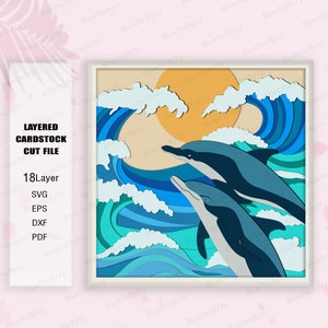 Delphin Schattenbox SVG, Delphin Schattenbox, Delphin Geschenk, Delphin Light Box SVG, Für Cricut, Schattenbox Geschenk, 3D Box Geschenk, Delphin svg