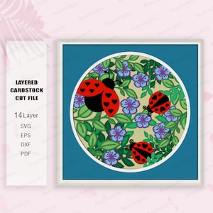 Coccinella Shadow Box SVG, Regalo Coccinella Carino, Coccinella Light Box Svg, Scatola 3D Coccinella, Per File Cricut, Regalo Scatola Ombra, Coccinella SVG