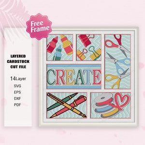 Create Crafter Shadow Box svg, Teacher Light Box Svg, School Shadow Box, Cricut File, Shadow Box Gift, 3D Box Gift, Create Paper SVG