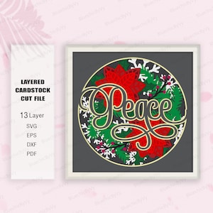 Peace Christmas Shadow Box SVG, For Cricut, Peace shadow box, Christmas Decor, Christmas Gift, shadow box Gift, Peace Christmas SVG