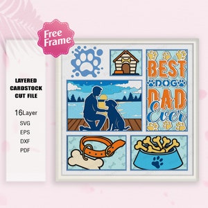 Bester Hund Papa aller Zeiten Shadow Box SVG, bester Papa aller Zeiten svg, Papa Hund 3D Box, für Cricut Datei, Shadow Box Geschenk, Tierliebhaber svg, Papa Geschenk, Hundedekor
