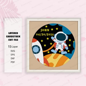 Astronauta Kids Room Shadow Box svg, Regalo per bambini astronauta, Astronauta Kids Light Box Svg, Scatola 3D astronauta, Per File Cricut, Astronauta SVG