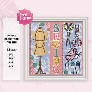 Crea scatola ombra da cucito SVG, scatola luminosa da cucito SVG, regalo per amanti del cucito, scatola 3D da cucito, regalo scatola ombra, per file Cricut, decorazioni da cucito