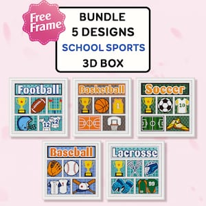 Bündel Schulsport Shadow Box svg, Sport Light Box, Schulsportgeschenk, Sport 3D Box, für Cricut-Datei, Sport-Dekor, 3D Box Geschenk, Sport svg